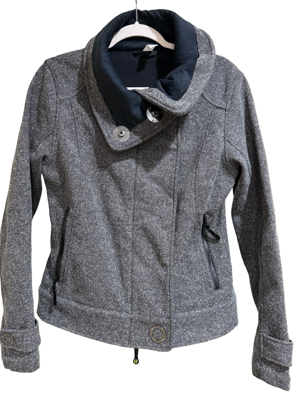 ✨‎ Lululemon Audrey Tweed Bomber Jacket Gray Tweed Zip Front Size 8 - Picture 12 of 13